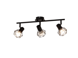 Nettlife 3 Focos De Teto Pretos E14 Retro Ajustável 350 ° Metal Industrial Para Quarto Sala De Estar Escritório Corredor Sem Lâmpadas