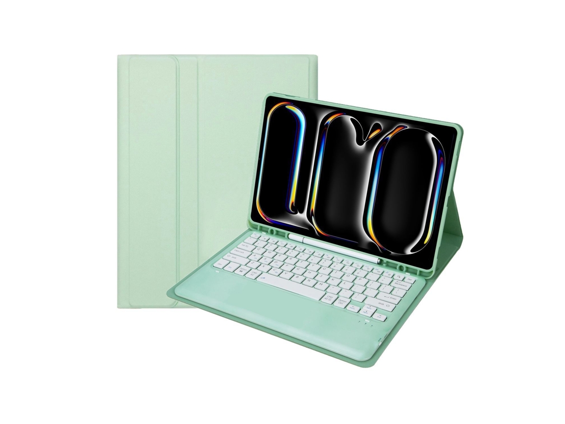 Lurelia Capa Com Teclado Bluetooth Para Ipad Pro 132024 Teclado Bluetooth, Layout Pt, Verde Claro