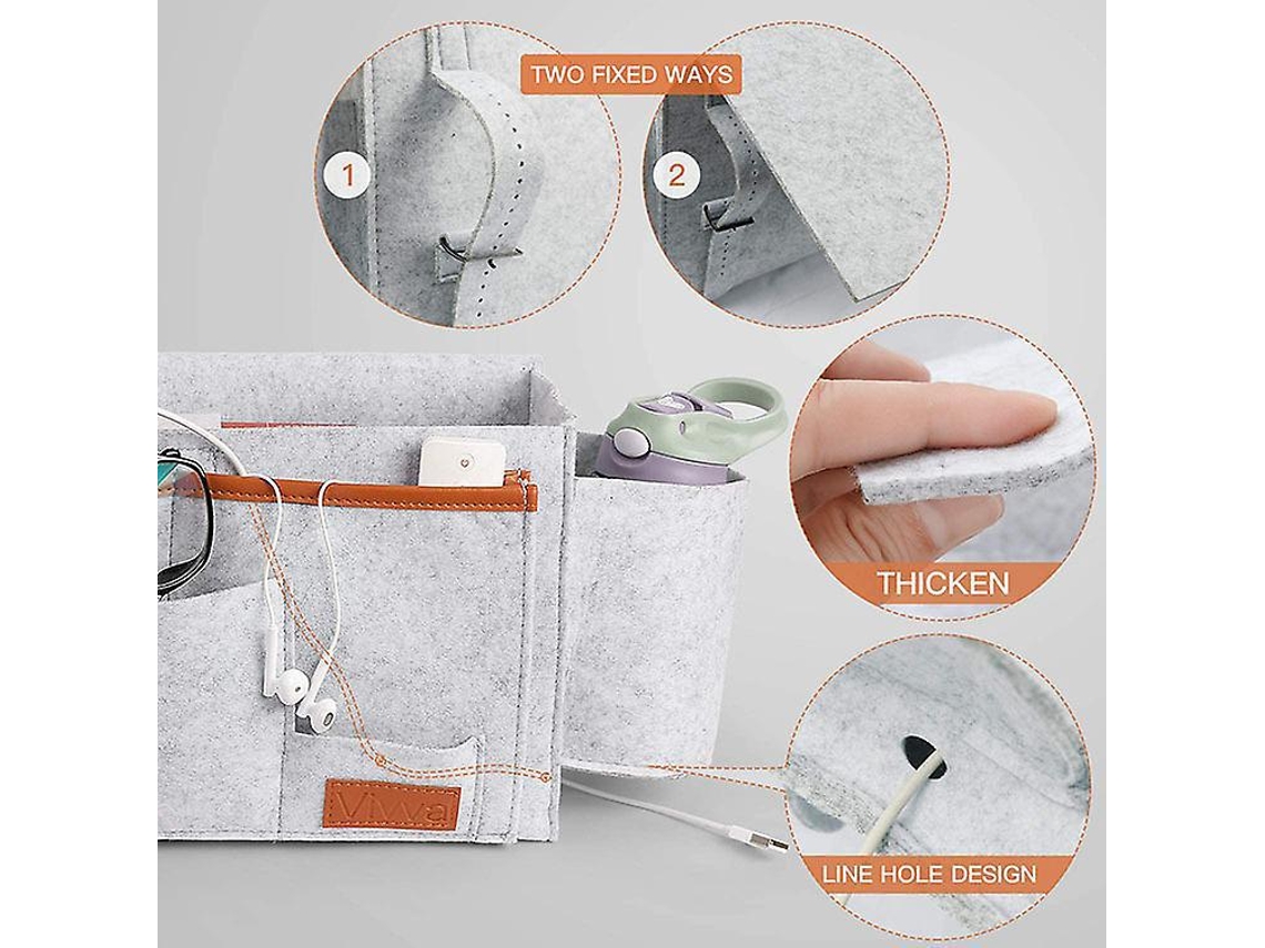 Lurelia Bolsa De Cabeceira, Em Feltro, Suspensa, Com Bolsos, Para Cama, Leitura Fácil