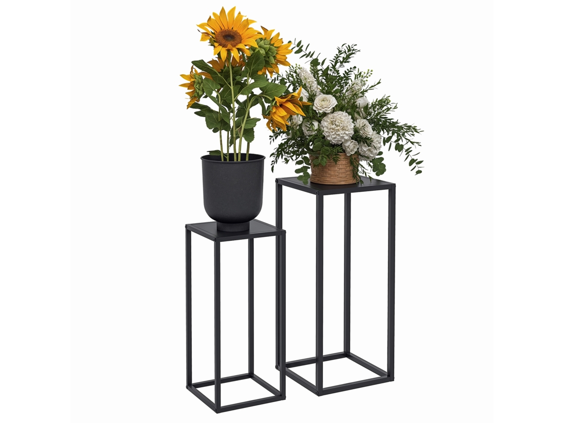 Conjunto de 2 suportes CHEZMOI para vasos, 58,5 e 65 cm, aço preto