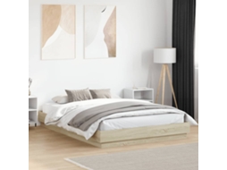 Vidaxl Estrutura De Cama Com Luzes Led 150x200 Cm Carvalho Sonoma