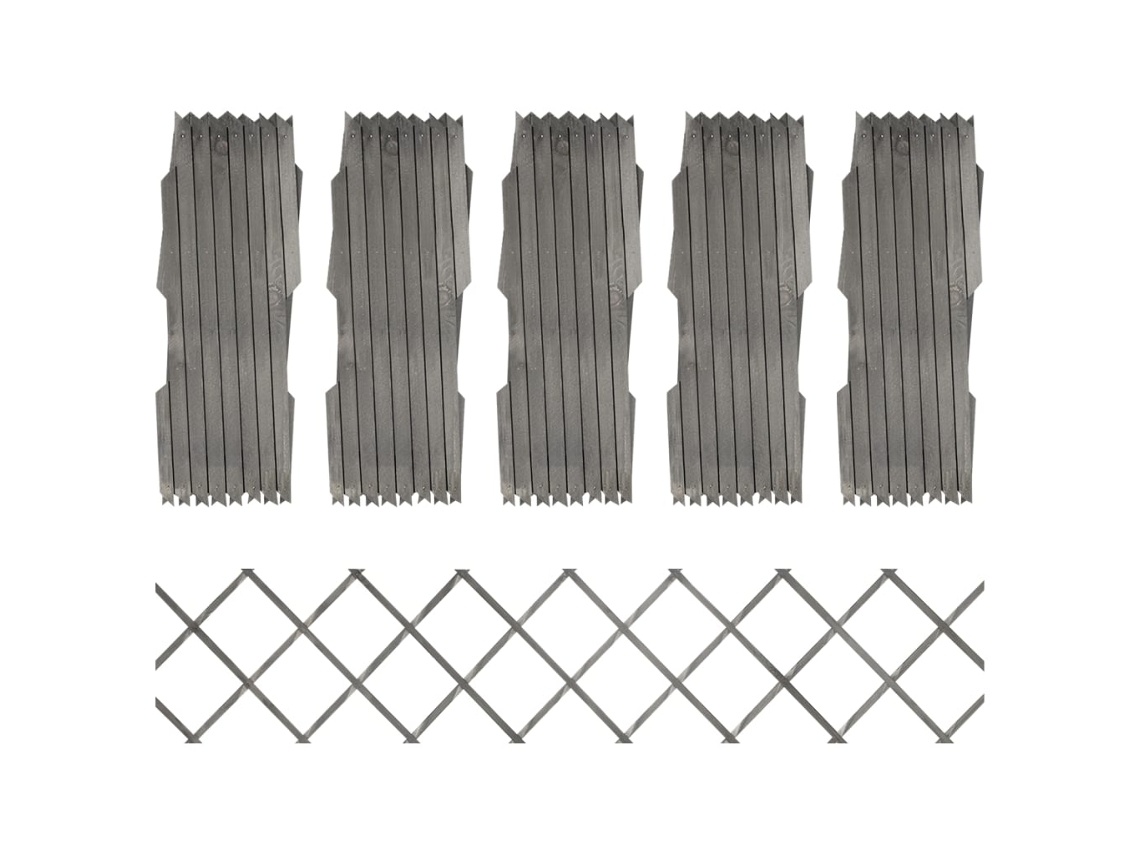 Vidaxl Cercas Em Treliça 5 Pcs 180x30 Cm Abeto Maciço Cinzento