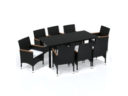 Dining Set, Dining Sets Vidaxl Preto Rattan / Vime (mesa Com 190 Cm De Comprimento)
