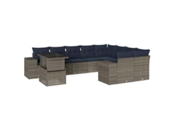 Conjunto de Sofá de Jardim, 10 Peças, Almofadas, Rattan Cinza MAISON EXCLUSIVE
