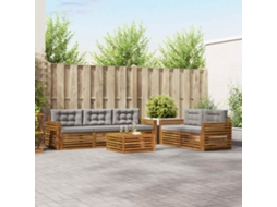 Vidaxl Conjunto De Sofás Para Exterior 6 Pcs Cinza Natural E Claro