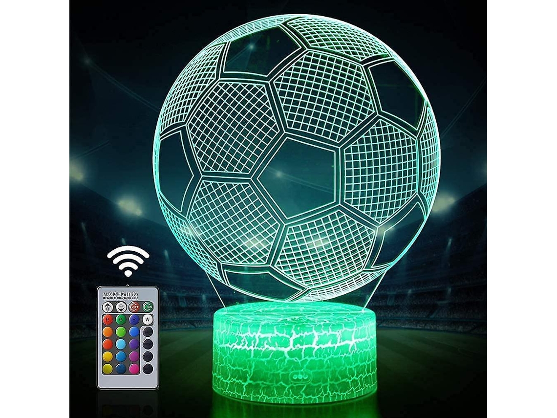 Omni lâmpada Ilusão 3d de Futebol, Presente para Crianças com 16 Cores e Controle Remoto, Lâmpada de Mesa Decorativa Criativa