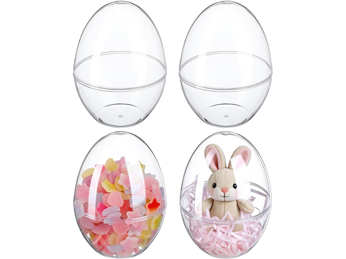 Caixa De Doces Grande Vosarea Em Plástico Transparente, Formato Esférico, Com 4 Peças, Ideal Para Festas E Chás De Bebê