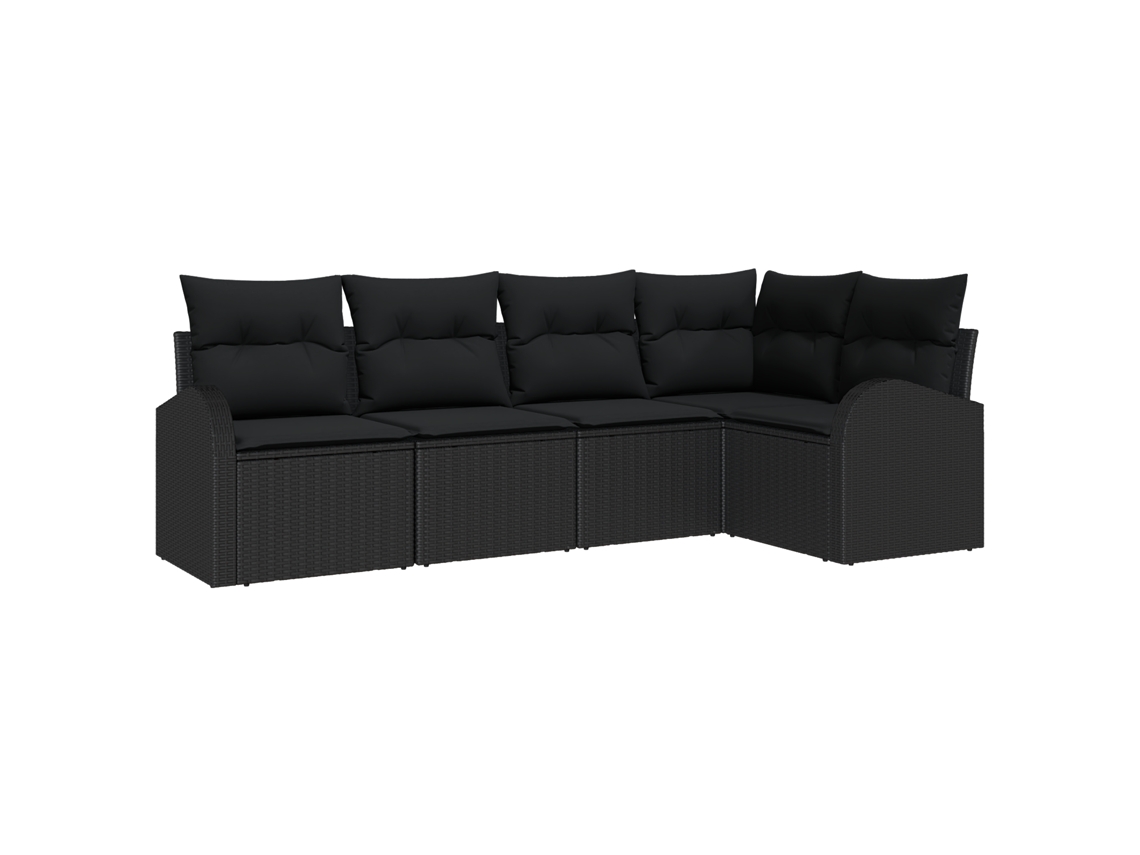 Conjunto 5 Móveis Para Exterior Vidaxl Preto Vime Pe