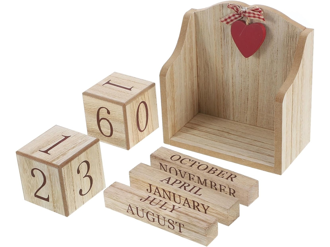Calendário Perpétuo De Madeira, Blocos Decorativos Para Escritório E Casa, De Mesa Compacto, Numerados E