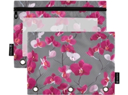 Pastas de arquivo Magenta Orchid com zíper e sacos transparentes em núcleos classificados, pastas com 3 folhas para