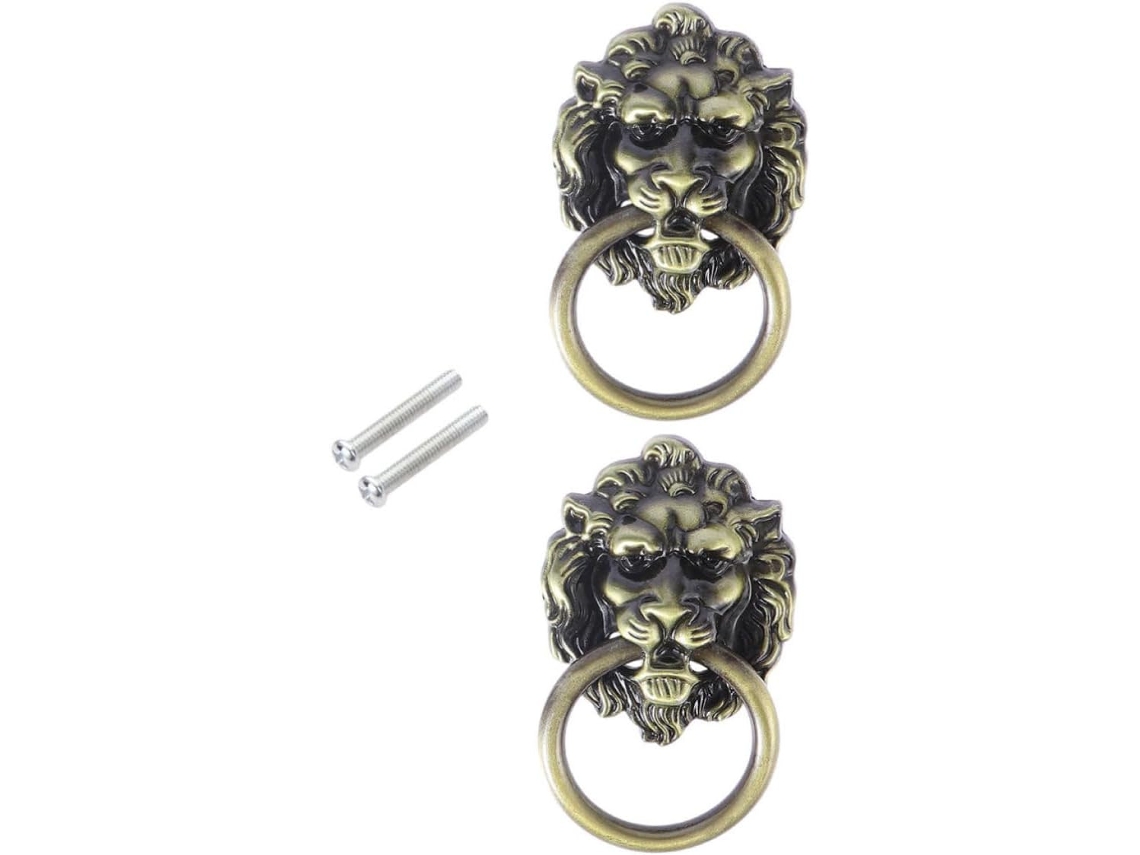 Puxador De Armário Iplusmile Em Liga Zinco Com Design Cabeça Leão, Parafusos Inclusos, Estilo Chinês Antigo, Pegada