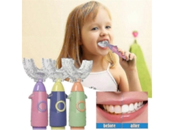 Escova de Dentes Infantil em Formato U, Silicone para Crianças, Limpeza Completa 360 ​​graus , Cuidados Bucais Bebês GOKOCO