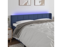 Vidaxl Cabeceira De Cama C/ Luzes Led Tecido 183x16x78/88 Cm Azul