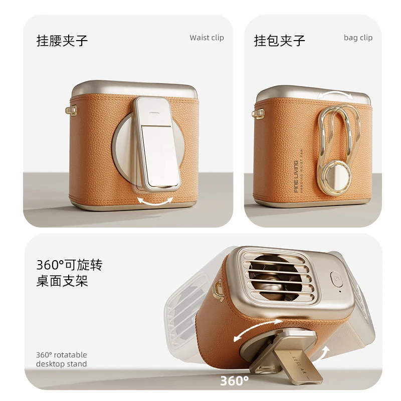 (laranja) Ventilador De Cintura Giratório Vestível, Ultrafino, Com Clipe Para Carregamento Usb, Ideal Para Uso Em Mesas.