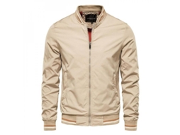 2026 chaqueta Casual Hombre Primavera Otoño Adolescente Manga Larga Cremallera Tela Ligera Moda Hfk XL Caqui
