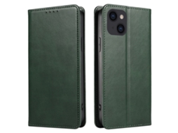 Capa Textura Gémeo Para Iphone 15 Plus Pele Sintética Verde