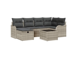 Maison Exclusive - Conjunto De Sofá De Jardim Com Almofada 7 Pcs Cinzento-claro