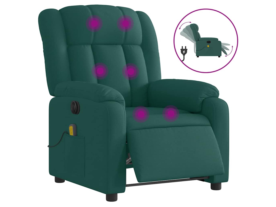 Electric Massage Recliner Chair, Electric Massage Recliner Chairs Vidaxl Verde Tecido