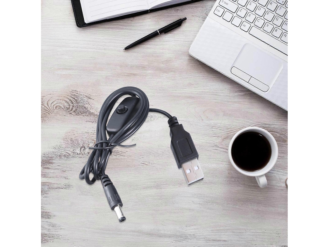Cabo Usb Para Dc5521 5,5 X 2,1 Mm Com Interruptor, Alimentação 5v 3a
