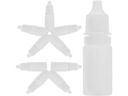 Pacote com 10 frascos conta-gotas recarregáveis de plástico branco de 10 ml com tampas.