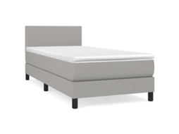 Cama com Molas e Colchão Tecido Cinzento Claro MAISON EXCLUSIVE (90x190 cm)