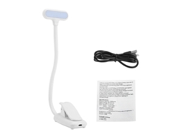 Luz de leitura com clipe recarregável via USB (equipada com bateria de lítio de 1000mAh, 9 LEDs e função de regulação contínua de brilho)