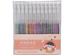 Conjunto De 24 Canetas Gel Com Glitter Qcwwy, Ponta 1mm, Caneta Tinta