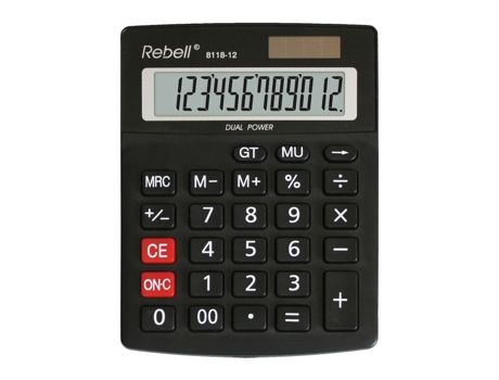 Calculadora REBELL 8118-12 Tela de calculadora de mesa preta