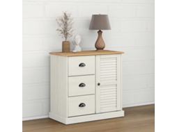 Vidaxl Aparador Com Gavetas Vigo 78x40x75 Cm Pinho Maciço Branco