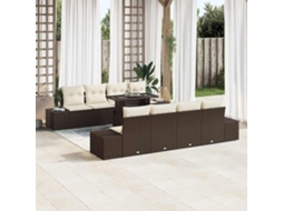 Vidaxl Conjunto De Sofá De Jardim 9 Unid. Marrom E Creme
