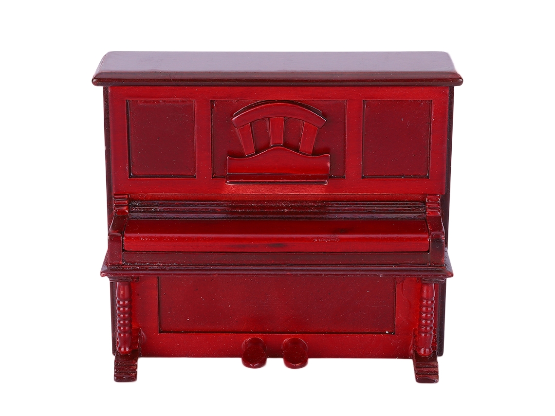 Mini Piano De Madeira Para Casa De Bonecas 1:12 Decoração Brinquedo Vermelho