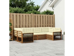 Vidaxl Conjunto De Sofás Para Exterior 6 Unid. Natural E Creme