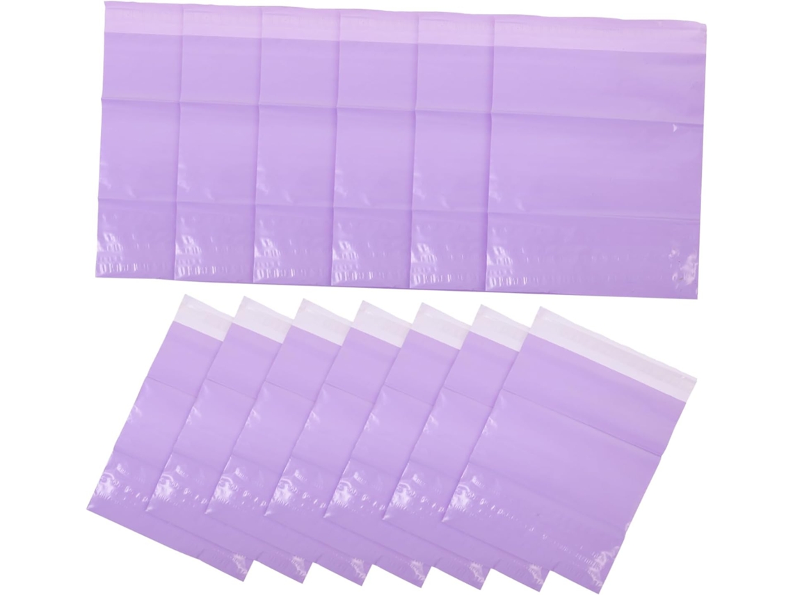 Pacote com 100 Sacos de Envio em PE de Alta Resistência para Embalagem Rápida, com Fecho Adesivo para Roupas