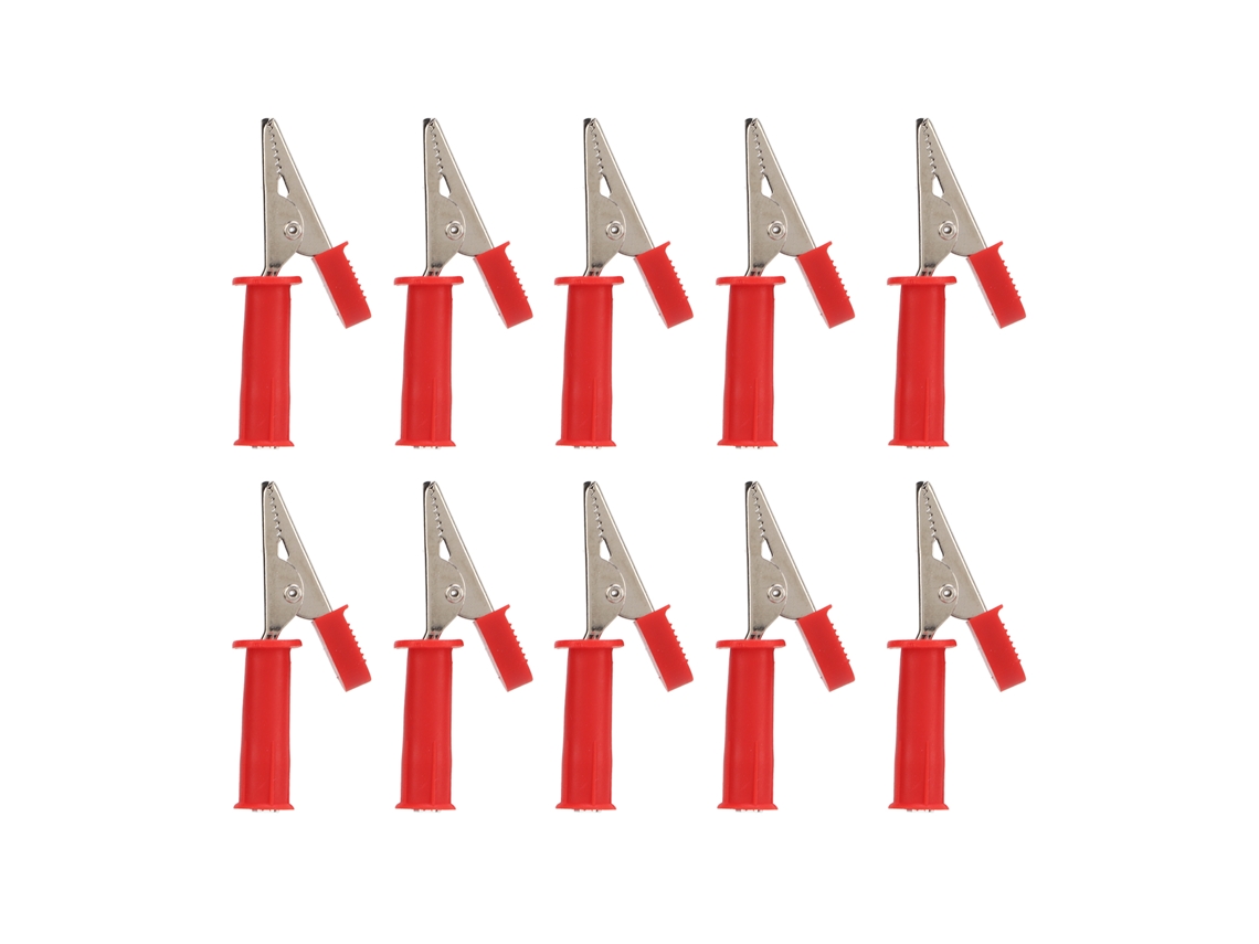 Yuru 10pcs Pinça Isolada de Teste com Abertura 5mm e Jack 4mm em Latão para Testes Experimentais e Automotivos Vermelha