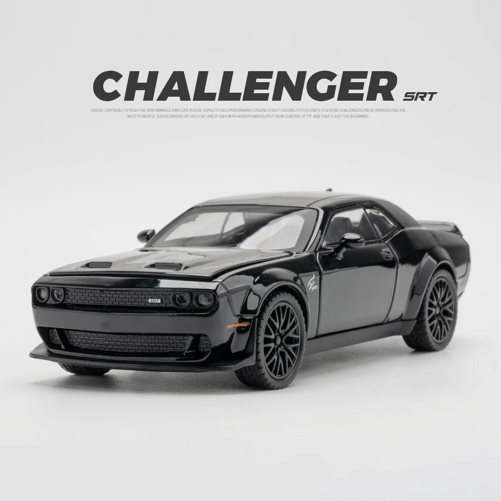 (hellcat Preto) 1:32 - Miniatura De Carro Em Liga Metálica - Função De Som E Luz