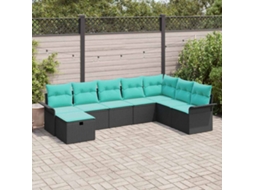Vidaxl Conjunto de Sofá de Jardim 8 Pcs Preto Rattan Sintético