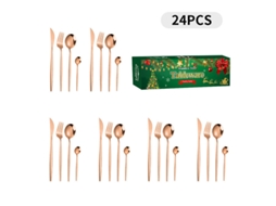 Conjunto De Talheres Em Prata, 24 Peças, Incluindo Garfos E Colheres, Estilo Português, Caixa De Oferta De Natal, Cor De Rosa Dureforward