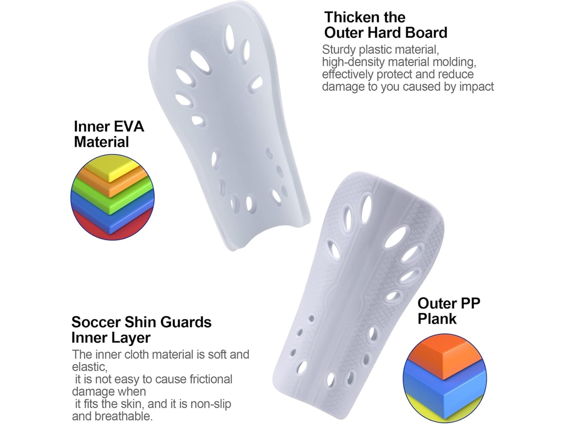 Lurelia 2 Pares De Caneleiras De Futebol Ventiladas Para Adultos Com Protetores De Eva, Branco