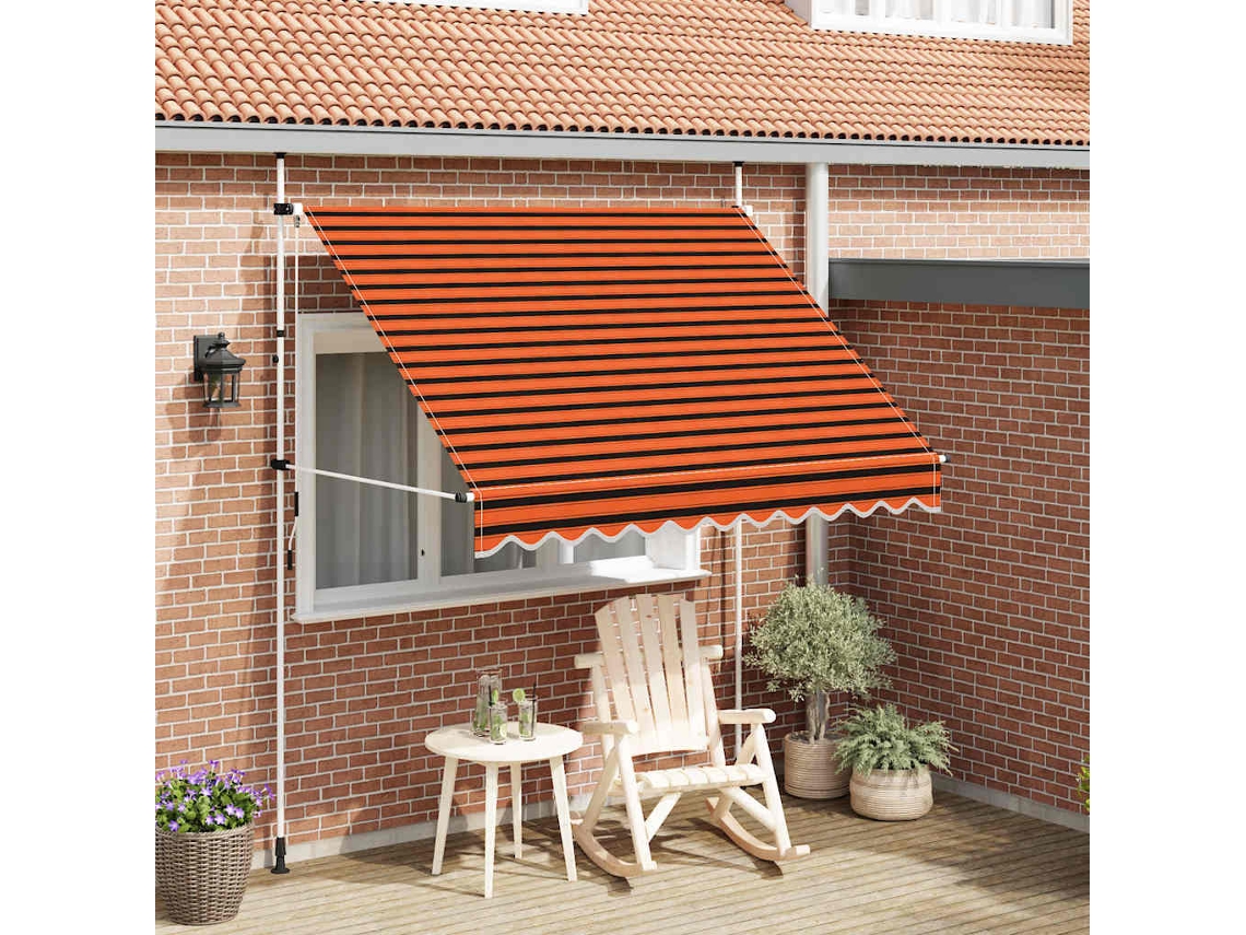 Vidaxl Toldo Retrátil Manual 250 Cm Laranja E Castanho