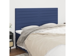 Vidaxl Cabeceira Azul 160x5x118/128 Cm Tecido