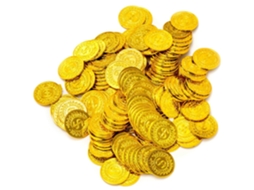 Moedas de Ouro em Plástico 144 Unidades