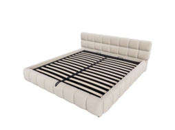 Cama Estofada 180x200 - Cabeceira E Laterais Acolchoadas, Armazenamento Hidráulico, Luz Led - Bege