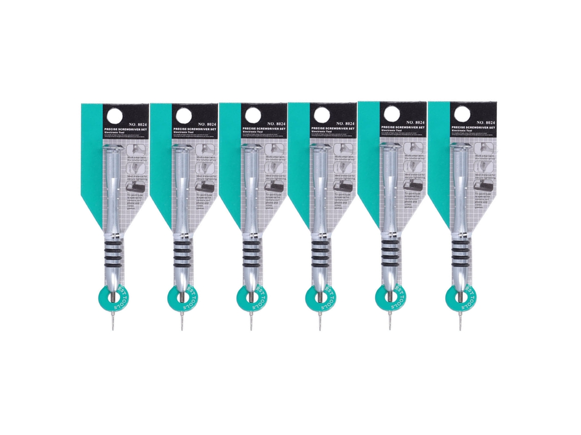 Conjunto 6 Chaves de Fenda 25mm Aço Cromo Vanádio com Anel de Borracha para Reparo Eletrônico Manual | S/MARCA