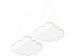 De 2 Espelhos De Parede Decorativos Em Formato De Nuvem, Acrílico Com Moldura De Madeira, Espelho Para Pendurar Com Gokoco