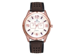Relógio Masculino de Quartzo com Pulseira de Pu Estilo Business Marrom Escuro