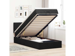 Estrutura De Cama Otomana Vidaxl Com Colchão Preto 100x200cm Veludo