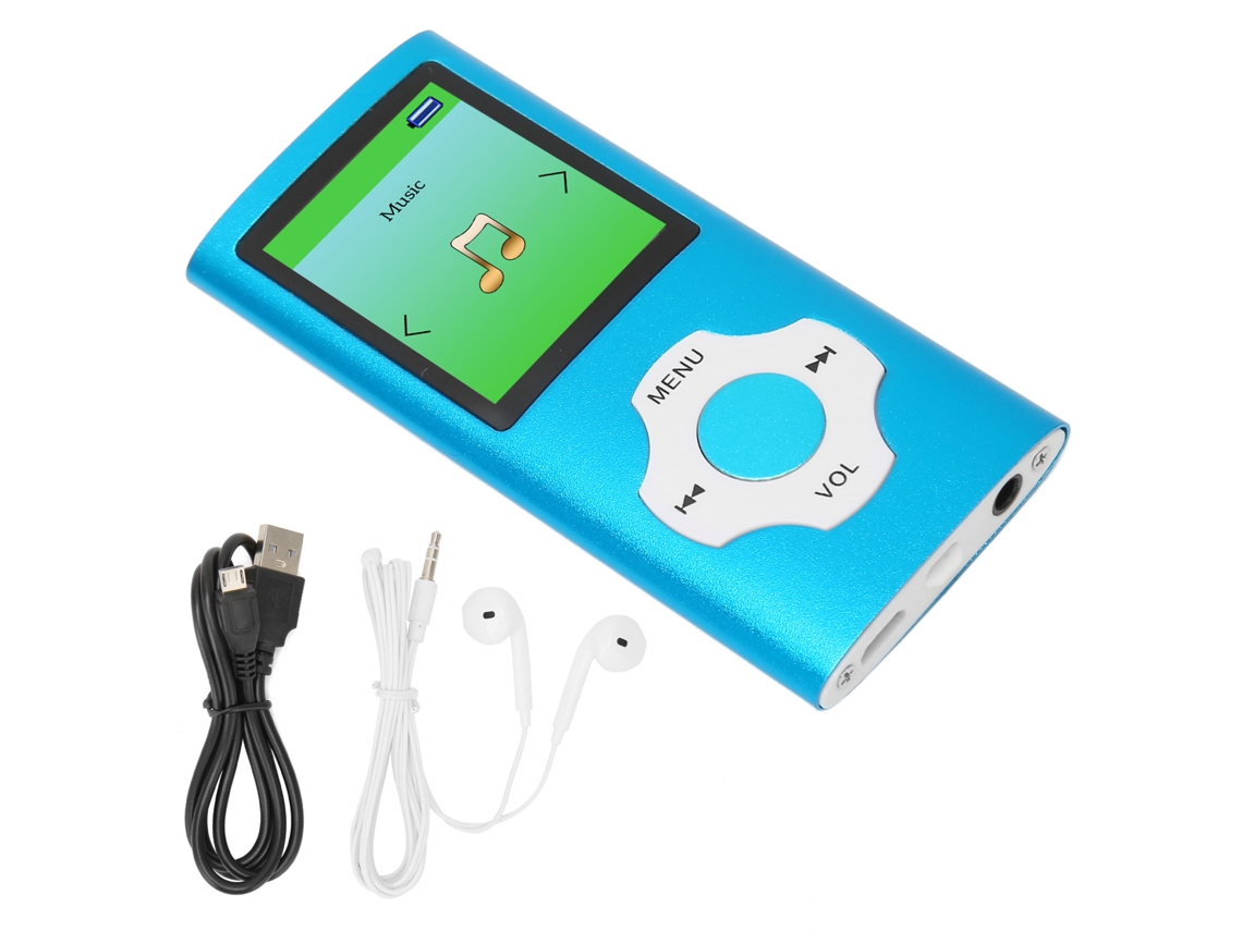 Reprodutor Mp3 Portátil 1.8 Polegadas Tela LCD Gravador Rádio FM para Estudantes Azul Céu