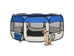 Vidaxl Parque Dobrável P/ Cão C/ Saco De Transporte 145x145x61cm Azul