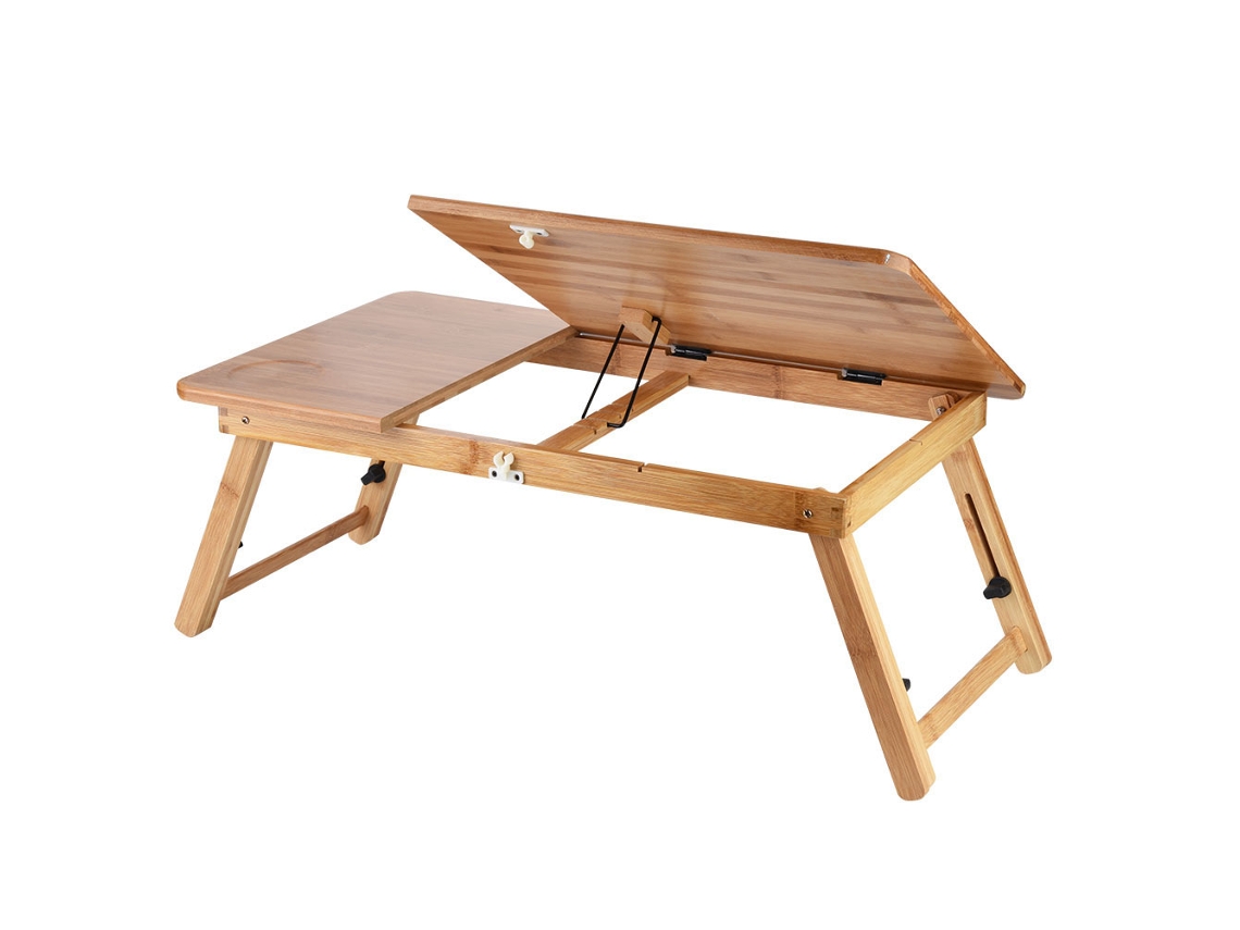 Mesa De Laptop De Bambu Portátil E Plegável Ajustável Para Sofá, Cama E Escritório 62*34