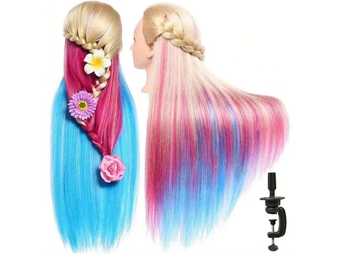 Cabeça de manequim com cabelo 71 cm para penteados SFUSHOS